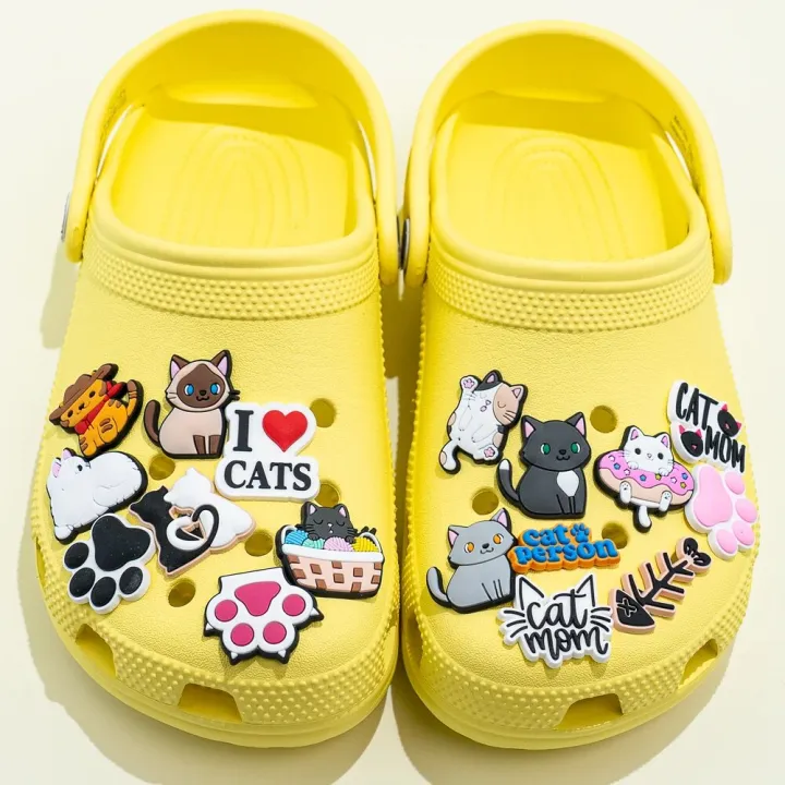 8/17/20/25/28pcs%20Cute%20Cats%20Shoe%20Charms%20for%20Croc%20Black%20Pink%20Paws%20Shoe%20Clips%20Decorations%20Funny%20Cowboy%20Cat%20Croc%20Jeans%20Xmas%20Gift%20-%20Image%203