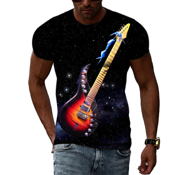 Fashion%20taste%20guitar%20graphic%20t%20shirts%20for%20men%20summer%20casual%20personality%20creativity%20o-neck%20short%20sleeve%203D%20Trendyol%20print%20T-shirt%20-%20Image%203