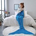Knitted Handmade Mermaid Tail Blanket Yarn Crochet Mermaid Blanket Kids Throw Bed Wrap Super Soft Sleeping Bed # 80*180CM.