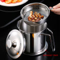 Stainless Steel Oil Strainer Pot Container Jug Storage with filter Cooking Oil Pot. 