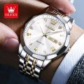 Olevs 9931 luxury fashion stainless steel imported quartz movement waterproof wrist-watche for men. 