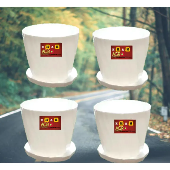 Camelia%20Planters%20White%206%20Inchi%20set%20of%204%20pcs%20With%20Tray%20-%20Image%202