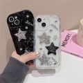 Korean 3D Glitter Star Sparkling Diamond Transparent Phone Case For iPhone 15 Pro Max 13 12 14 Pro 11 XS XR Cute Y2K Clear Cover.
