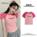 Short Sleeve T Women's Summer T-shirt ins Tide 2024 New Style Short Western Style Tight Waist Shirt Thread Hot Girl Slim Top. 