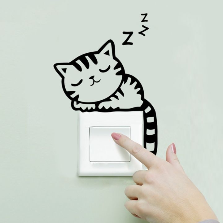 Cat  Removable Vinyl Notebook Toilet Switch Stickers Wall Decal