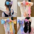 Kids Sweet Bowknot Hair Clips / Baby Girls Ponytail Hair Headdress / Children Princess Hair Accessories. 