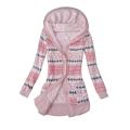 Women Cardigan Hooded Buttons Closure Hooded Plush Lining Sweater Cardigan.