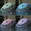 Portable Cherry Blossom Umbrellas, Clear Cute Romantic 8 Sturdy Ribs Manual Umbrellas with Rain Fashion Umbrellas Photography Umbrellas. 