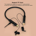 (New) wiresto F1 wireless Bluetooth in-ear headphones with flashlight neck hanging magnetic headphone earbuds support TF card neckband soft silicone IPX5 waterproof ultra-long life sport earphone. 