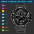 YIKAZE Black Digital Watch for Men Sports Watches Waterproof Outdoor Chronograph Hand Clock G Infantry Shock Student Wristwatch.