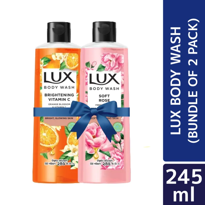Lux%20Body%20Wash%20Soft%20Rose%20&%20Brightening%20Vitamin%20C%20245ml%20Combo%20Pack%20(Free%20Loofah)%20-%20Image%202