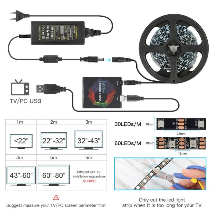 Dream%20Color%20PC%20TV%20Backlight%20USB%20Led%20Strip%20For%20Android%205.1+%20System%20TV%20/%20Windows%20Computer%20,WS2812b%20Led%20Strip%20Light%20RGB%20Diode%20Tape%20-%20Image%205