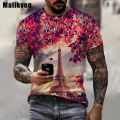 PARIS The Eiffel Tower printed 3D tshirt short sleeve o-neck T-shirt men casual fashion Harajuku unisex oversized T shirt.