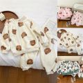 Autumn Winter Kids Thicken Soft Flannel Pajamas Sets New 2024 Baby Boys Girls Cartoon O-neck Pullover Warm Sleeping Sets Pyjamas. 