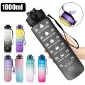 1 Liter Motivational Water Bottle with Straw Noozle with Time Marker Leakproof Sports Water Bottle for Gym Camping Tour. 