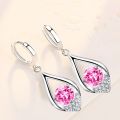 women's fashion jewelry leaf drop earrings blue pink earrings. 