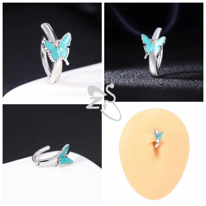 ZS%201%20Piece%20Butterfly%20Shape%2014G%20Belly%20Button%20Ring%20CZ%20Crystal%20Navel%20Piercings%20Click%20Reverse%20Curved%20Navel%20Barbell%20Body%20Jewelry%2010MM%20-%20Image%206