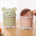 Desktop trash Mini Flip Lid Home Living Room Desktop Bedside Plastic Trash Can Cartoon Garbage Bin. 