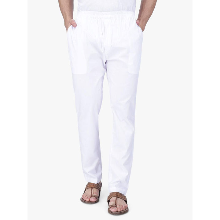 Stylish White Color Cotton Pant Pajama For Men