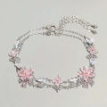 Fashion Exquisite Pink Crystal Flower Bracelets For Women Girls Sweet Sparkling Light Bracelet Jewelry SEVICH. 