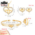 Carat Women KC Gold Plated Mom Hollow Heart Necklace Jewelry Set Bracelet Earrings. 