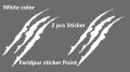 2 pcs monster  claw scratches sticker for headlight  -White. 
