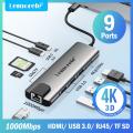Lemorele USB Hub USB 3.0 to HDMI 4k30Hz Type C Docking Station USB C Hub Adapter Gigabit Ethernet For Xiaomi Lenovo Macbook Pro. 