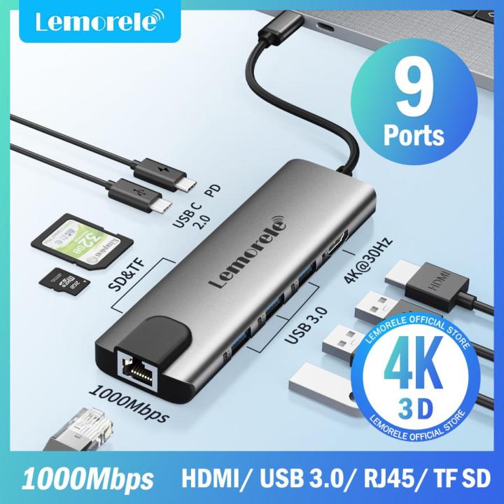 Lemorele USB Hub USB to HDMI 4k30Hz Type C Docking