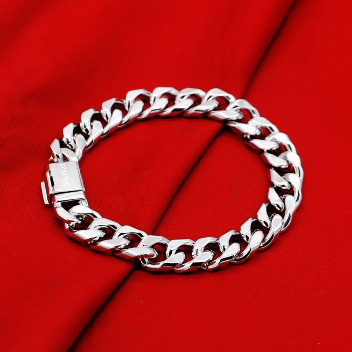 ziqiudie%20S925%20Sterling%20Silver%20Platinum-plated%20Riding%20Crop%20Cuban%20Bracelet%20Men's%20Italian%20upscale%20men's%20Silver%20jewelry%2010MM%20thick%20-%20Image%204