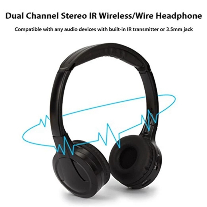 4Pack%20IR%20Wireless%20Headphones%20for%20Car%20DVD%20Player%20Headrest%20Video,On-Ear%20Infrared%20Headphones%20Headset%20Universal%20(Black)%20-%20Image%205