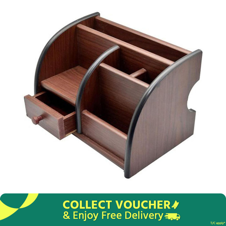 Pen Stand With Visiting Card & Mobile Holder | Multipurpose Wooden Desk Organizer Pen And Pencil Stand For Office Table With Business Card Holder Box And Mobile Stand (Wooden)