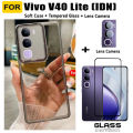 Vivo V40 Lite 4G Shockproof Silicone Phone Case with Camera Protective 3 in 1 Vivo V40Lite 5G Anti Spy Screen Protector Soft Ceramic Matte Privacy Protector and Camera Lens Film.