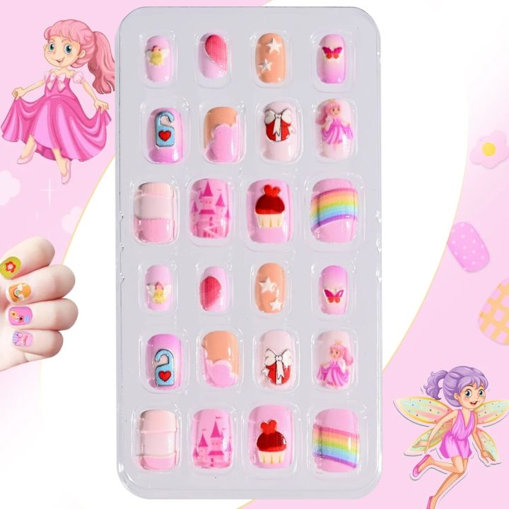 24pcs/Box%20False%20Nail%20Tips%20Rainbow%20Fairy%20Full%20Cover%20Detachable%20Press%20on%20Nails%20Nail%20Kids%20Children%20Girls%20Gift%20Manicure%20Tips%20-%20Image%204
