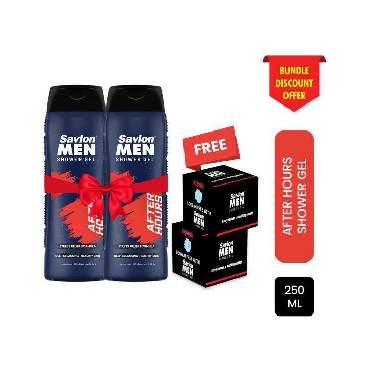 Savlon Men AfterH ShowerGel 250ml +Loofa - Combo Pack