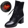 New 2024 Women's Thick Heel Warm Summer Single Boots Fashion Autumn Versatile Mid-Calf Boots British Style High Heel Martin Boots. 