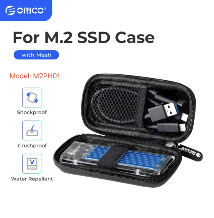ORICO M2PH01 M.2 Hard Disk Case EVA Portable HDD Storage Protection Bag for External M.2 Hard Drive Earphone Data Line HDD Case Black