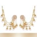 Gold Plated Bahubali Jhumka Earrings with Long Chain for Women, Classic Fashion Jewelry.