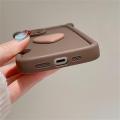 Phone Case For iPhone 11 13 14 15 Pro Max Plus 13Mini Casing Coffee Cute 3D Ears Love Heart Wine Red Cute Candy Color Soft Shockproof Cover Matte Silicone.