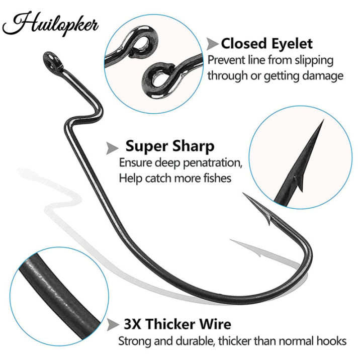 50pcs Fishing Hooks High Carbon Steel Extra Wide Barbed Fishhooks