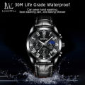 LouisWill Men's Casual Fashion Quartz Watches Leather Strap 3ATM Waterproof - Business Wristwatches. 