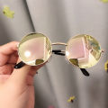 Children's Cute Round Frame Sunglasses Metal Fruit Dazzling Sunglasses Baby Glasses Personality Kids Sun Trend Street Props.
