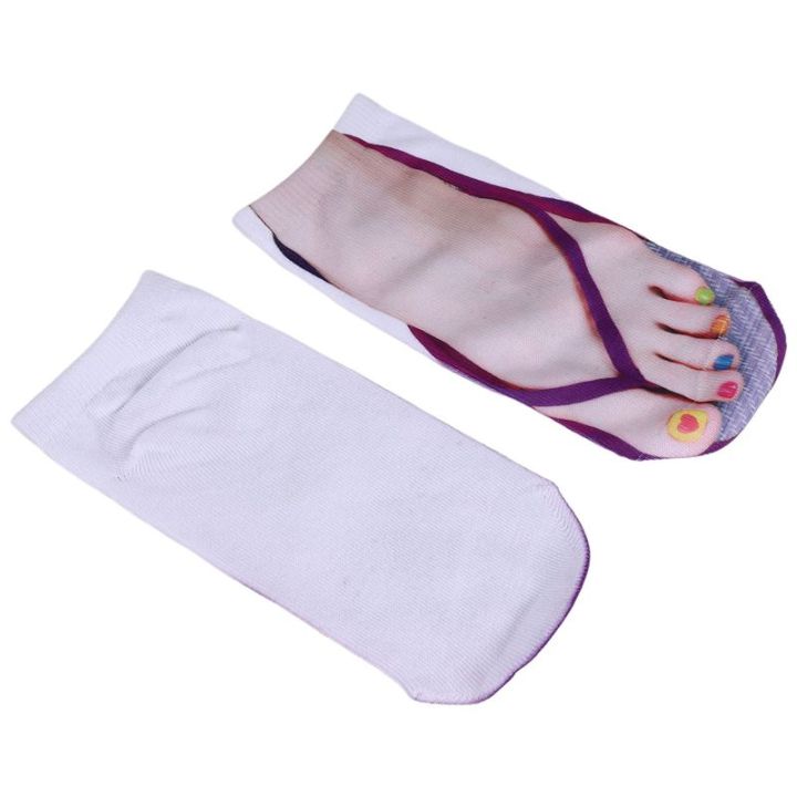 5%20Pair%20Flip%20Flop%20Socks%203D%20Pattern%20Manicure%20Print%20Running%20Socks%20Women%20-%20Image%205