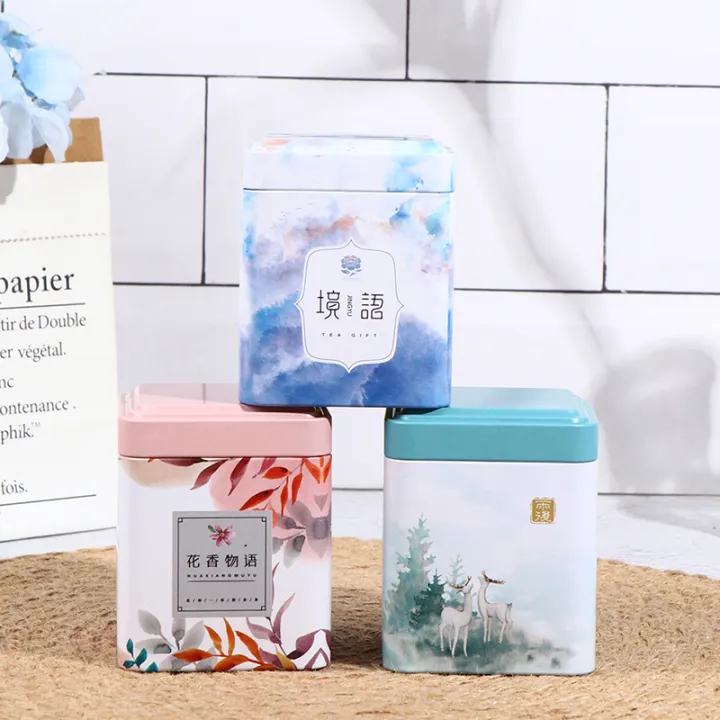 Tea%20Sealed%20Box%20Kitchen%20Storage%20Container%20Jar%20Square%20Can%20Candy%20Iron%20Vintage%20MJD%20-%20Image%204
