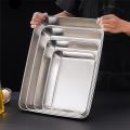 Stainless Steel Rectangular Bakeware Nonstick Pans Fruit Bread Food Storage Trays Plate Kitchen Deep Steamed Dish Baking Tools.