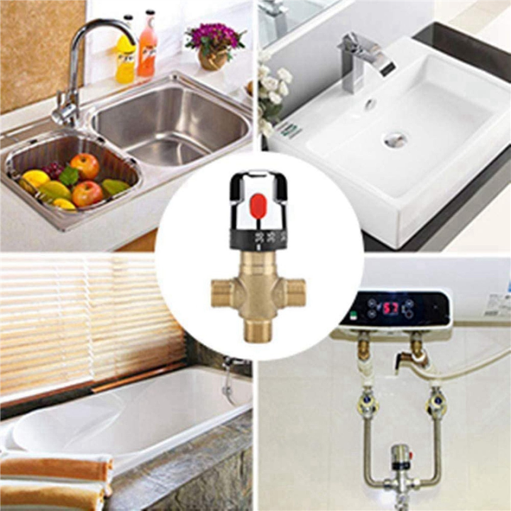 NXFDSIOZ%202X%20Thermostatic%20Mixing%20Valve%20Solid%20Brass%20G1/2%20for%20Shower%20System%20Water%20Temperature%20Control%20Pipe%20Basin%20Thermostat%20Control%20-%20Image%203