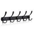 Coat Rack Wall Mounted 5 Tri Hooks Heavy-duty Non-slip Coat Hook Home Wall Hanger - black. 