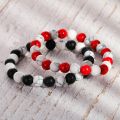Natural Black White Pine Mixing Stone 8 mm Beaded Strand Bracelets For Men Women Red Pine Yoga Couple Jewelry.