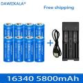 2023 New 3.7V 16340 CR123A Li-ion Battery Rechargeable Batteriy 5800mAh CR123 for Laser Pen LED Flashlight Cell Security Camara.