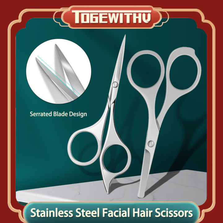 Facial Hair Scissors For Men Women, Stainless Steel Eyebrow Trimmer Nose Hair Cutting Scissors