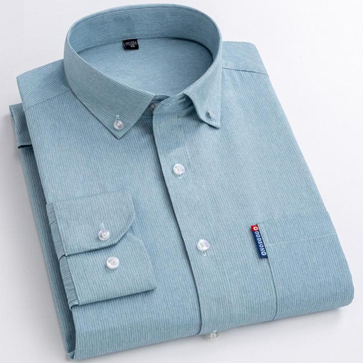 Classic Striped Solid Color Men39s Shirt Large Size 5xl 7xl 8xl White Shirt Men39s Long Sleeve Men39s Clothes Camisa Masculina
